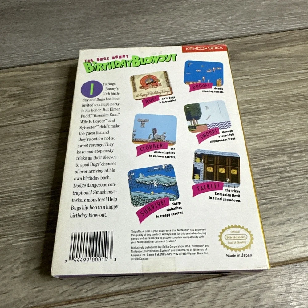 NES Nintendo The‎ Bugs Bunny Birthday Blowout Box  Manual CIB AUTHENTIC 1990
